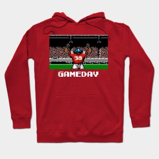 Red and Blue Football Gameday Retro 8 Bit Linebacker Hoodie